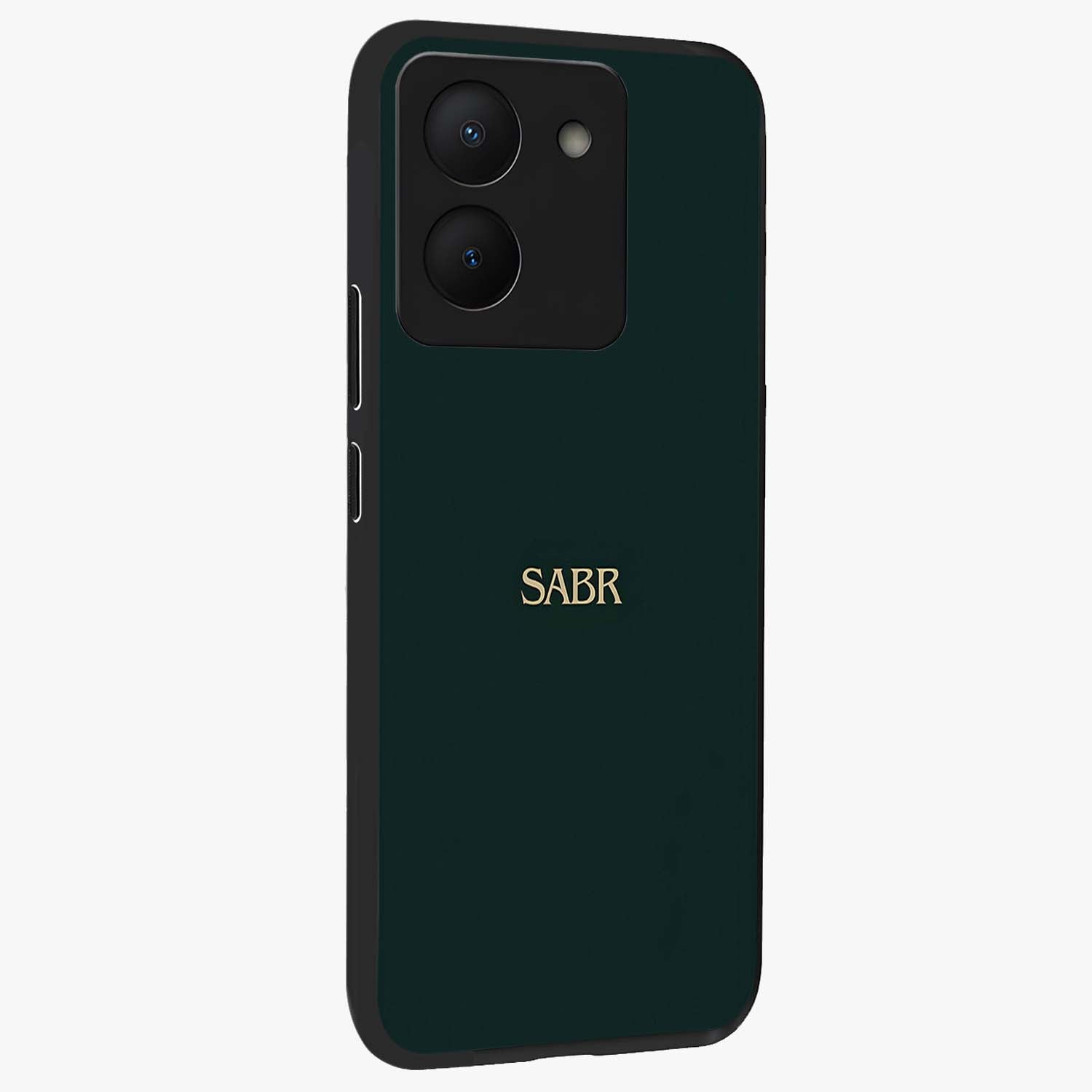 Sabr Minimal Patience Glass Case upright view showcasing calm minimalist artwork with motivational patience theme.