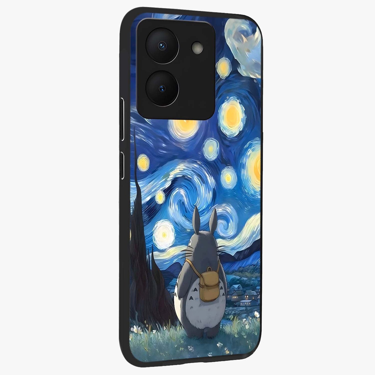 Totoro In Van Gogh Art Glass Case upright view showcasing creative character artwork with painterly artistic theme.