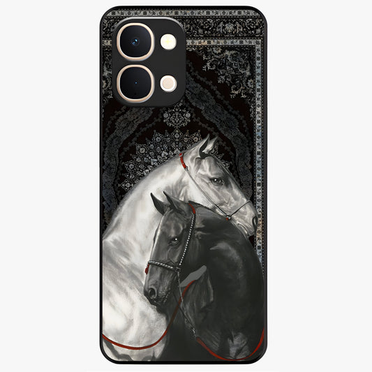 Majestic Ride Legacy Glass Case showing flat back view with powerful automotive inspired artwork and glossy glass finish.