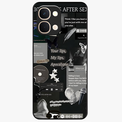 Midnight Love Echo Glass Case showing flat back view with romantic midnight themed artwork and glossy glass finish.