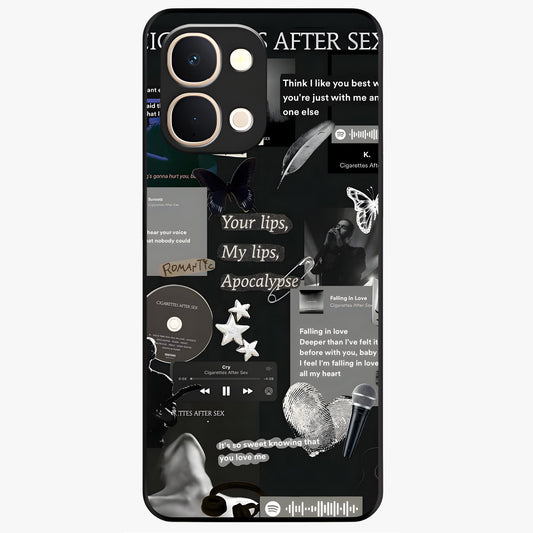 Midnight Love Echo Glass Case showing flat back view with romantic midnight themed artwork and glossy glass finish.