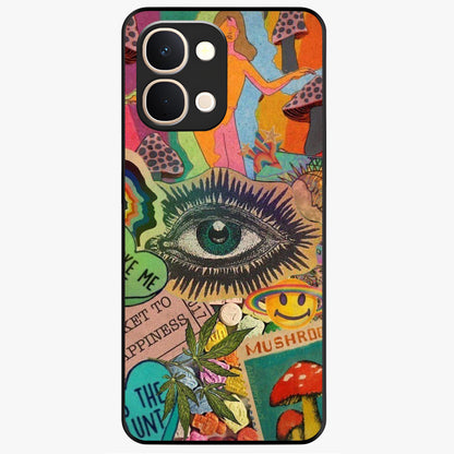 Mystic Eye Wonderland Glass Case showing flat back view with mystical eye themed artwork and glossy glass finish.