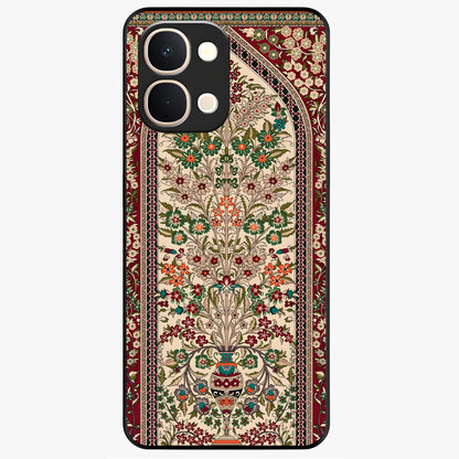 Persian Inspired Glass Case showing flat back view with ornate Persian style pattern artwork and glossy glass finish.
