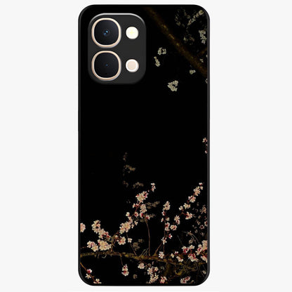 Petal Moon Light With Custom Name Glass Case showing flat back view with floral moonlight artwork and personalized name design.