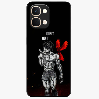 Rise Beyond Limits Glass Case showing flat back view with motivational typography artwork and glossy glass finish.