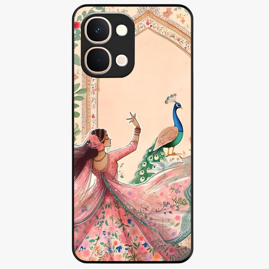 Royal Grace Muse Glass Case showing flat back view with elegant artistic artwork and glossy glass finish.