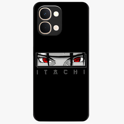 Scarlet Gaze Dominance Glass Case showing flat back view with striking red themed artwork and glossy glass finish.