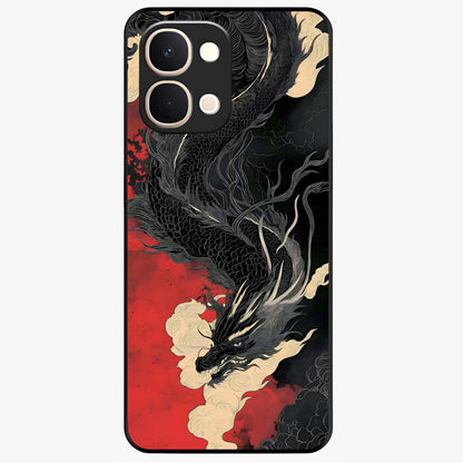 Shadow Dragon Fury Glass Case showing flat back view with fierce dragon artwork and glossy glass finish.