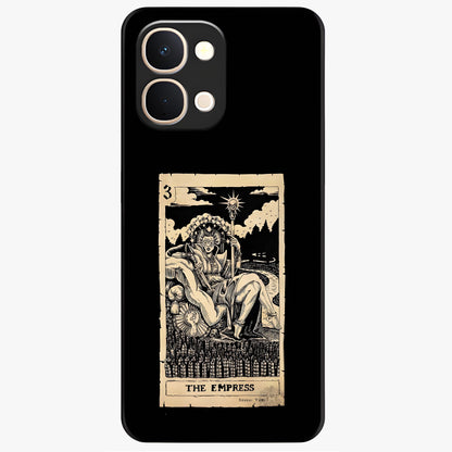 The Empress Glass Case showing flat back view with regal feminine artwork and glossy glass finish.