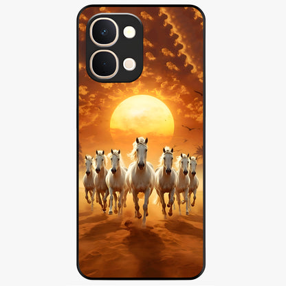 Wild Sunset Majesty Glass Case showing flat back view with majestic sunset landscape artwork and glossy glass finish.