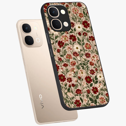 Biege Flower With Leaf Glass Case displayed in angled mockup highlighting minimal floral leaf design and elegant aesthetic.