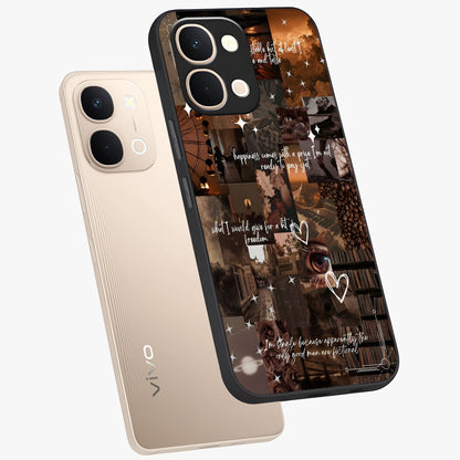 Bittersweet Aesthetic Chaos Glass Case displayed in angled mockup highlighting expressive abstract artwork and edgy aesthetic theme.