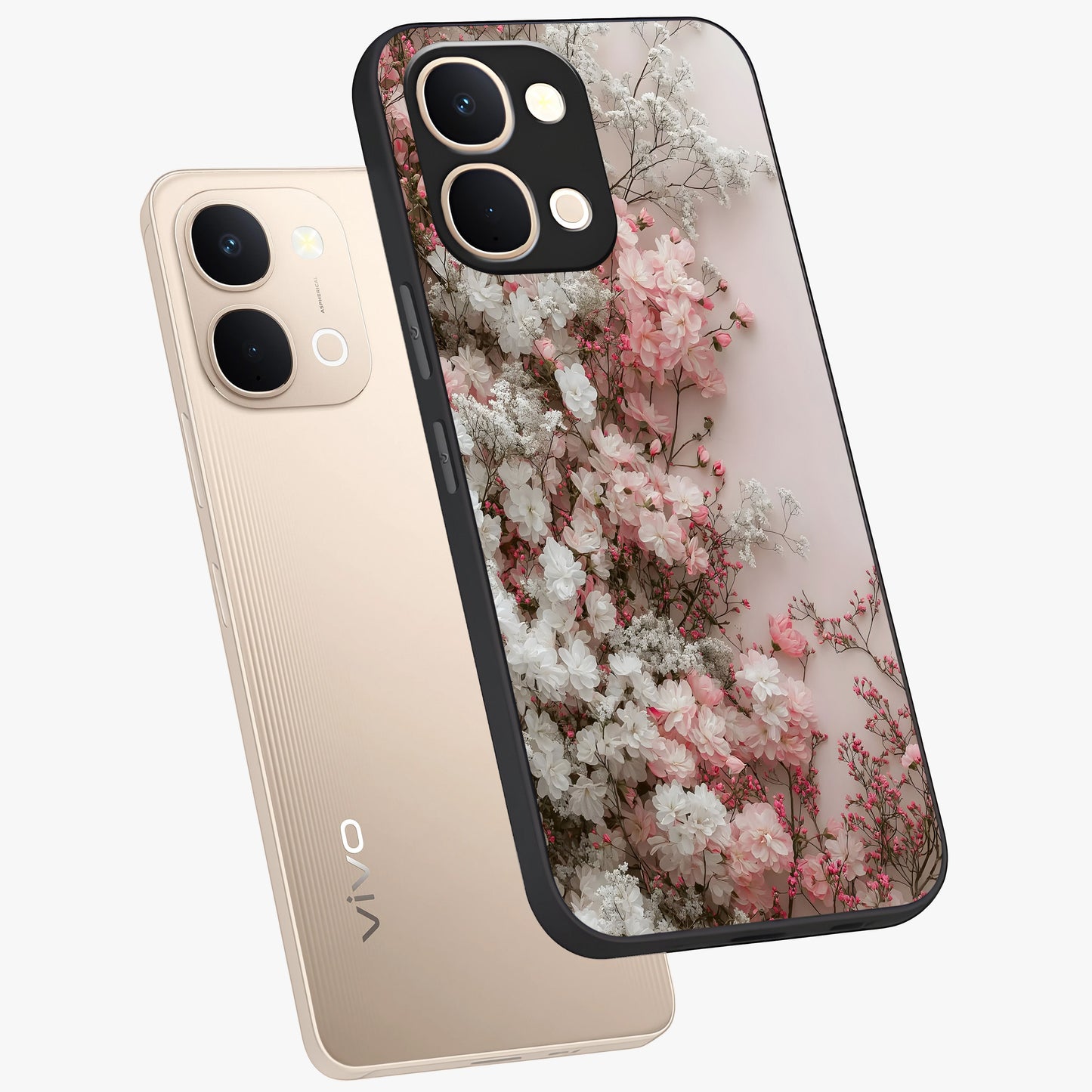 Blush Blossom Cloud Glass Case displayed in angled mockup highlighting soft cloud and blossom design with pastel aesthetic.