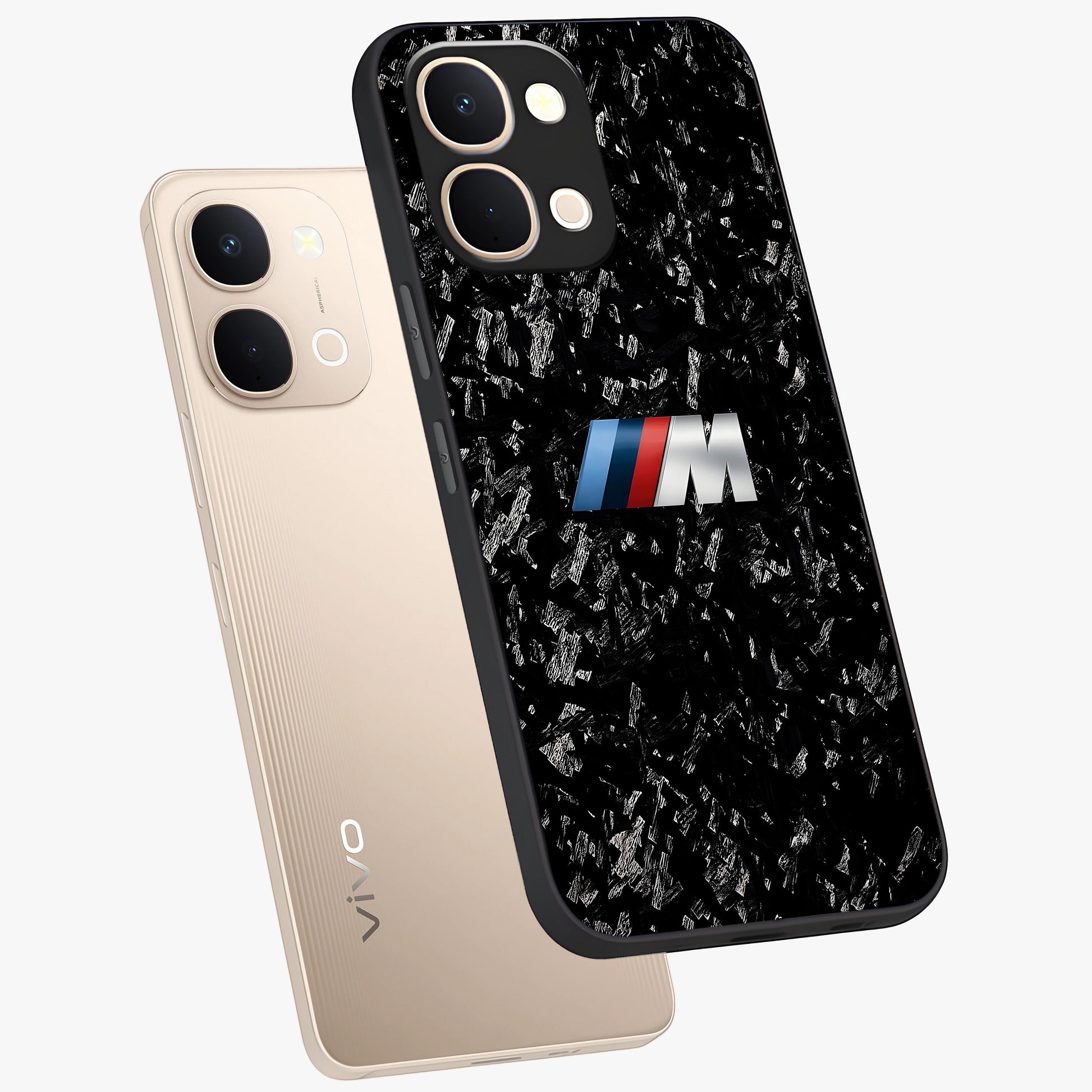Carbon Speed Mark Glass Case displayed in angled mockup highlighting racing inspired carbon design and sleek aesthetic style.