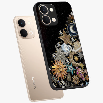 Cosmic Sparkle Dreams Glass Case displayed in angled mockup highlighting dreamy star sparkle design with celestial aesthetic.