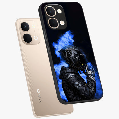 Cyber Sentinel Protocol Glass Case displayed in angled mockup highlighting digital cyber design with sci-fi aesthetic style.