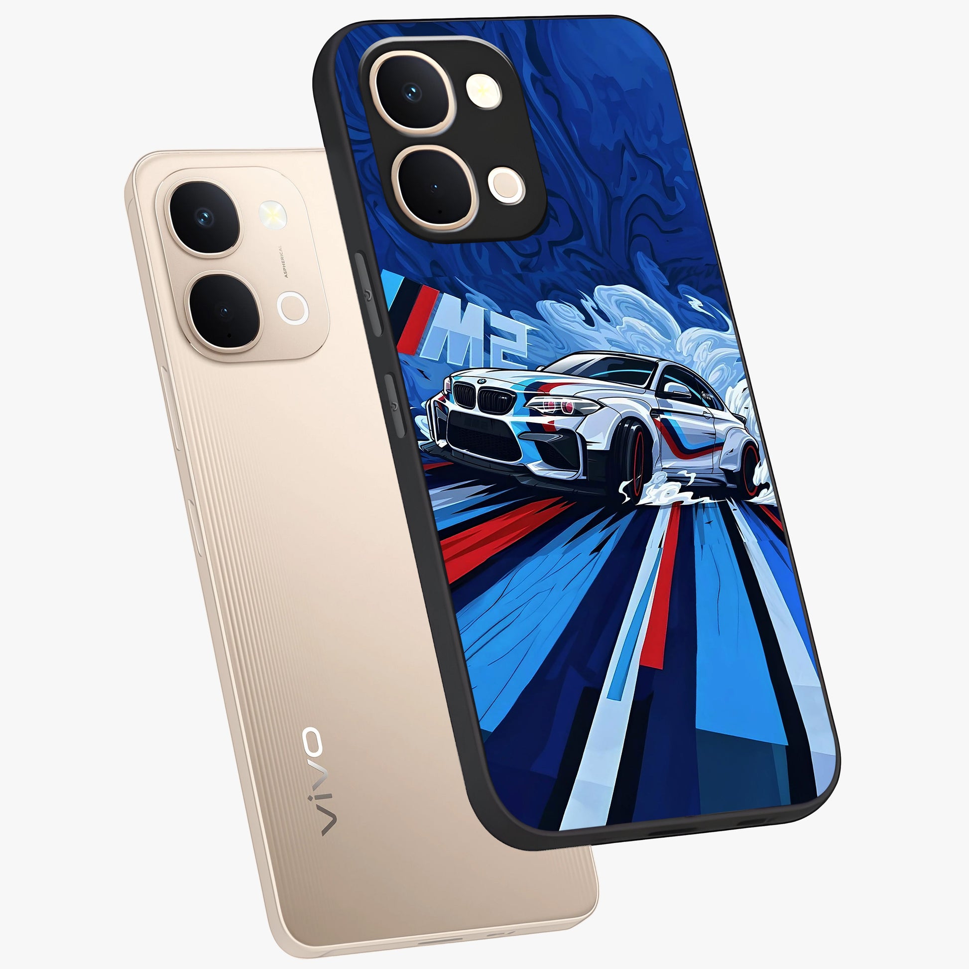 Drift Power Rush Glass Case displayed in angled mockup highlighting powerful drift car design with sporty aesthetic style.