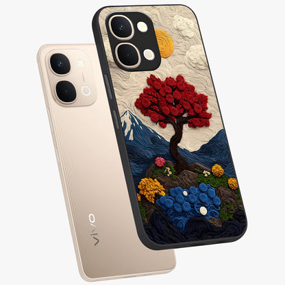 Eternal Nature Tapestry Glass Case displayed in angled mockup highlighting detailed botanical pattern with artistic aesthetic.
