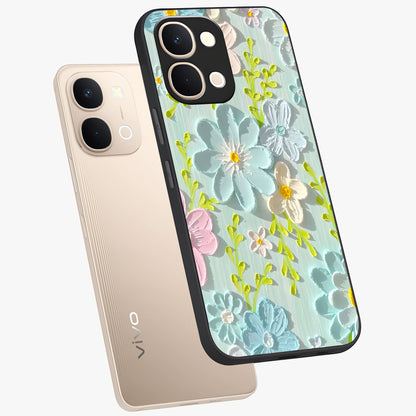 Frosted Petal Garden Glass Case displayed in angled mockup highlighting delicate flower petal design with calm garden aesthetic.