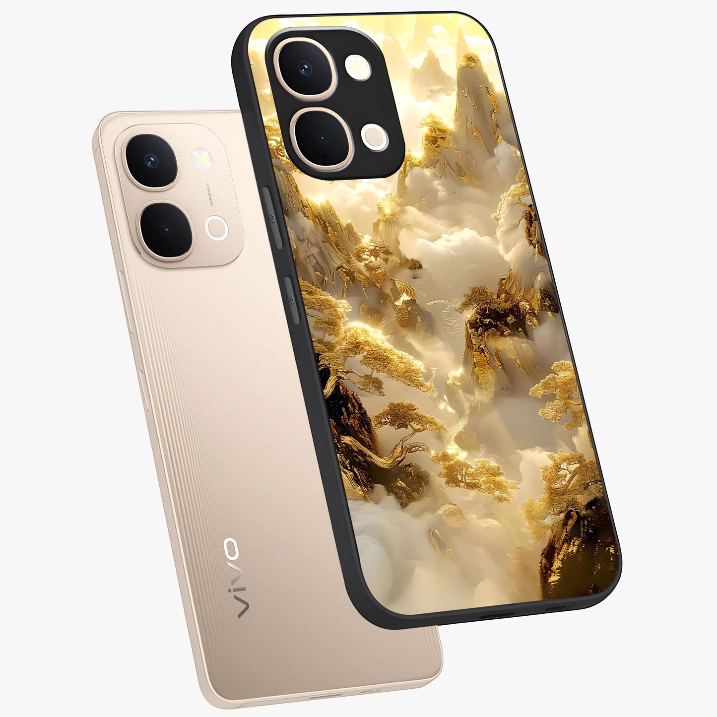 Gates Of Illumination Glass Case displayed in angled mockup highlighting radiant portal inspired design with fantasy aesthetic.