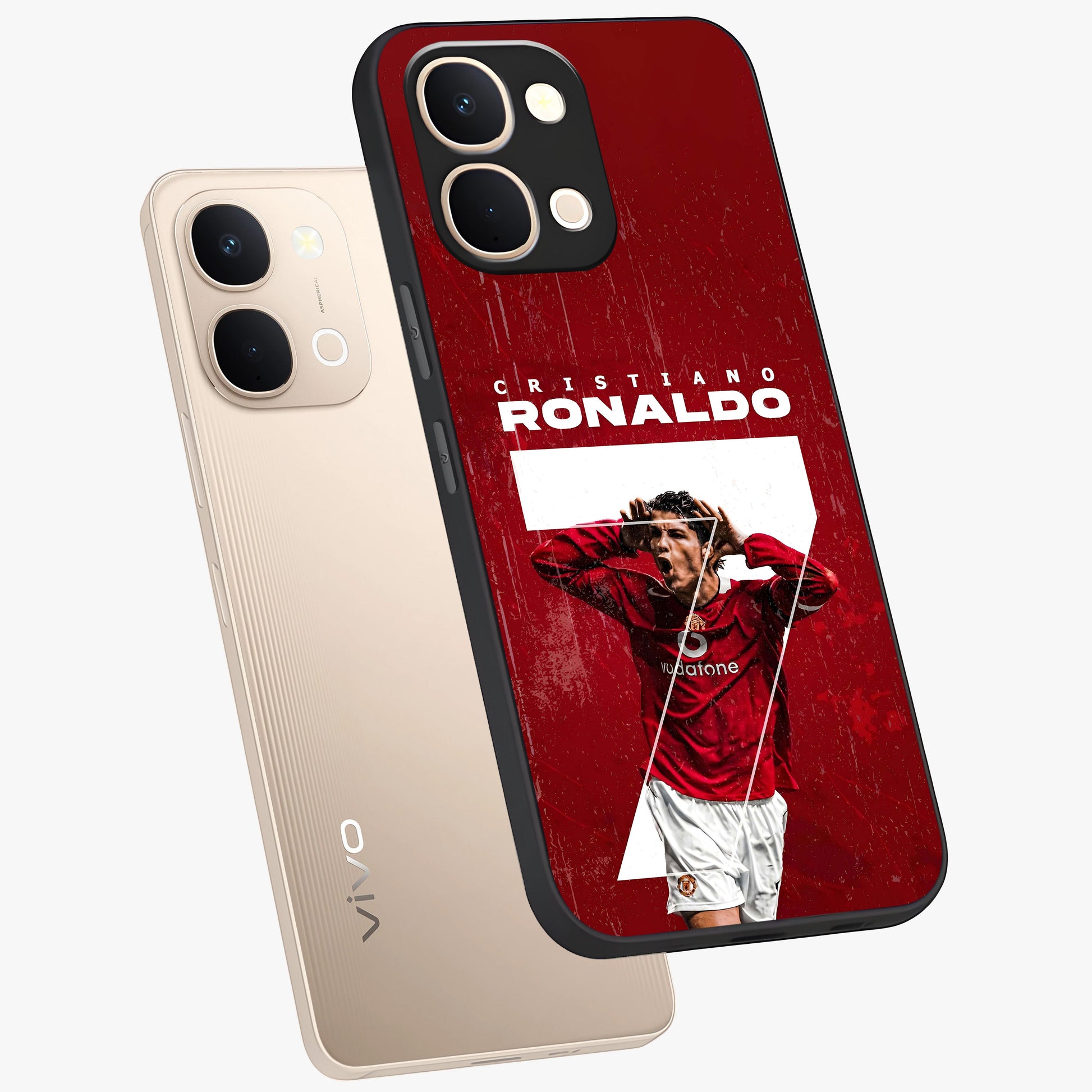 Goal Celebration Legacy Glass Case displayed in angled mockup highlighting energetic sports celebration design with bold athletic theme.
