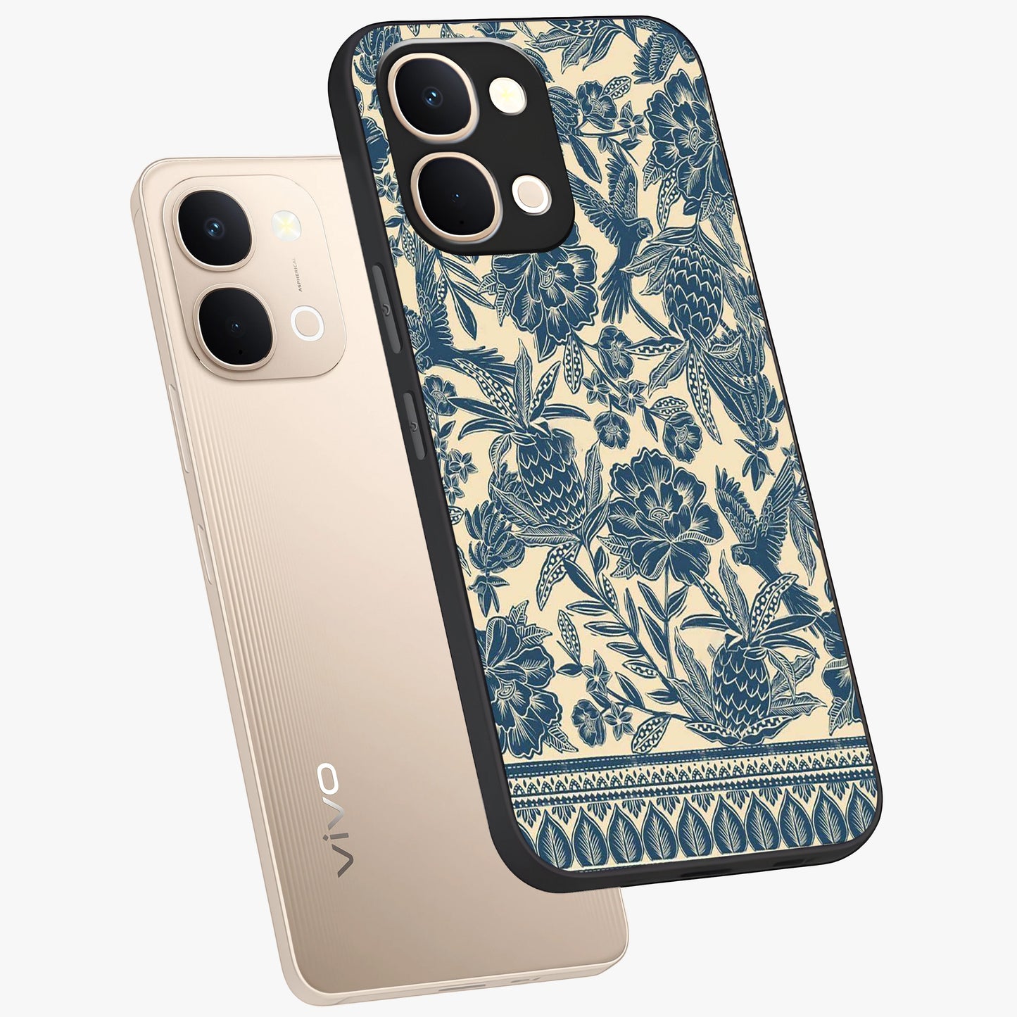 Heirloom Wild Bloom Glass Case displayed in angled mockup highlighting botanical bloom design with classic aesthetic style.