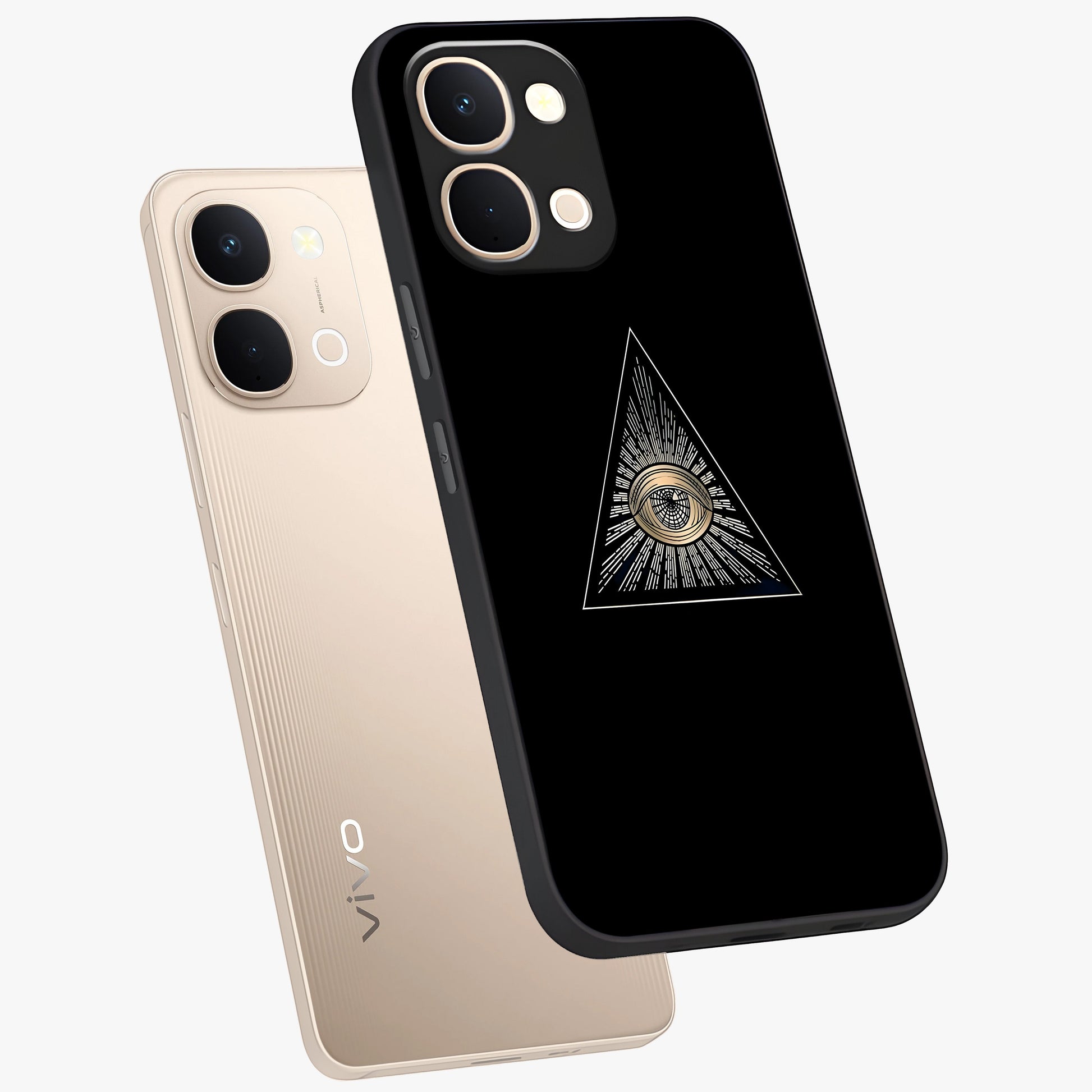 Illuminati Evil Glass Case displayed in angled mockup highlighting dark occult inspired design with bold aesthetic style.