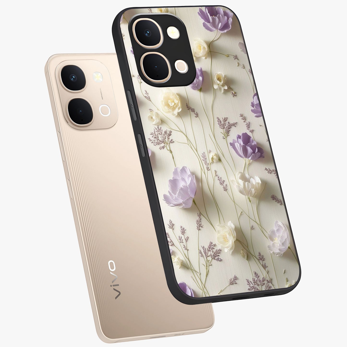 Lilac Breeze Harmony Glass Case displayed in angled mockup highlighting calm lilac breeze design with soothing aesthetic style.