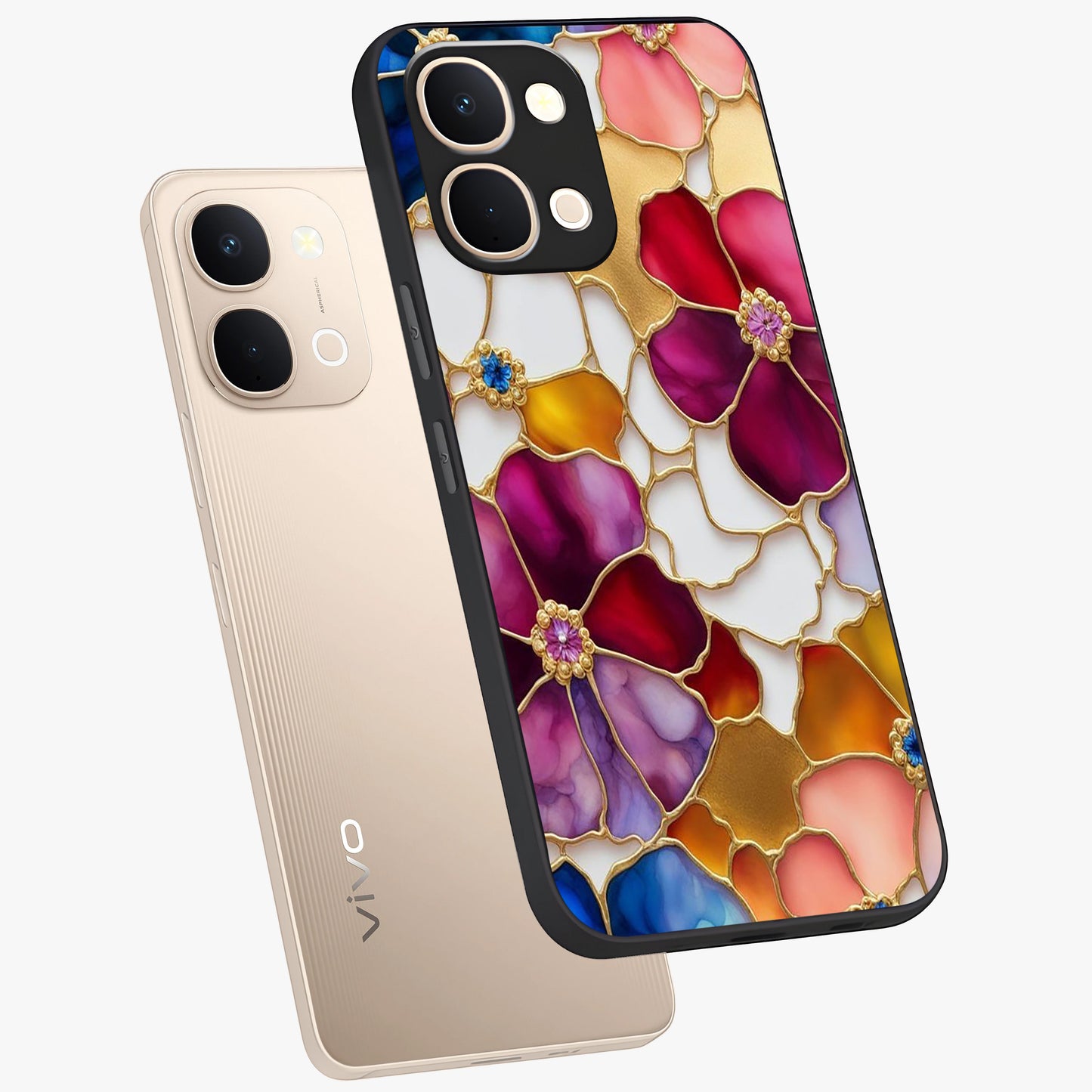 Marble Flower Pattern Glass Case displayed in angled mockup highlighting elegant marble floral design with modern aesthetic.