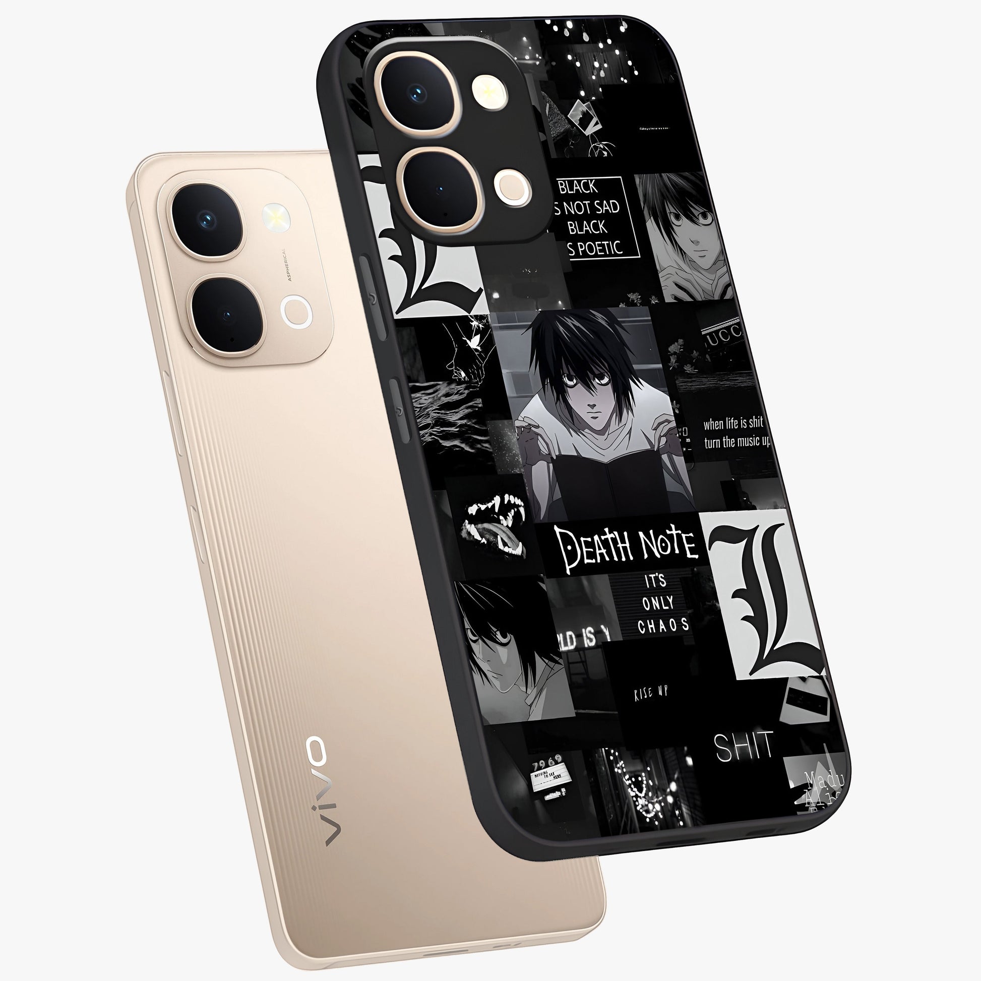 Midnight Chaos Mind Glass Case displayed in angled mockup highlighting chaotic artistic design with dramatic midnight aesthetic.