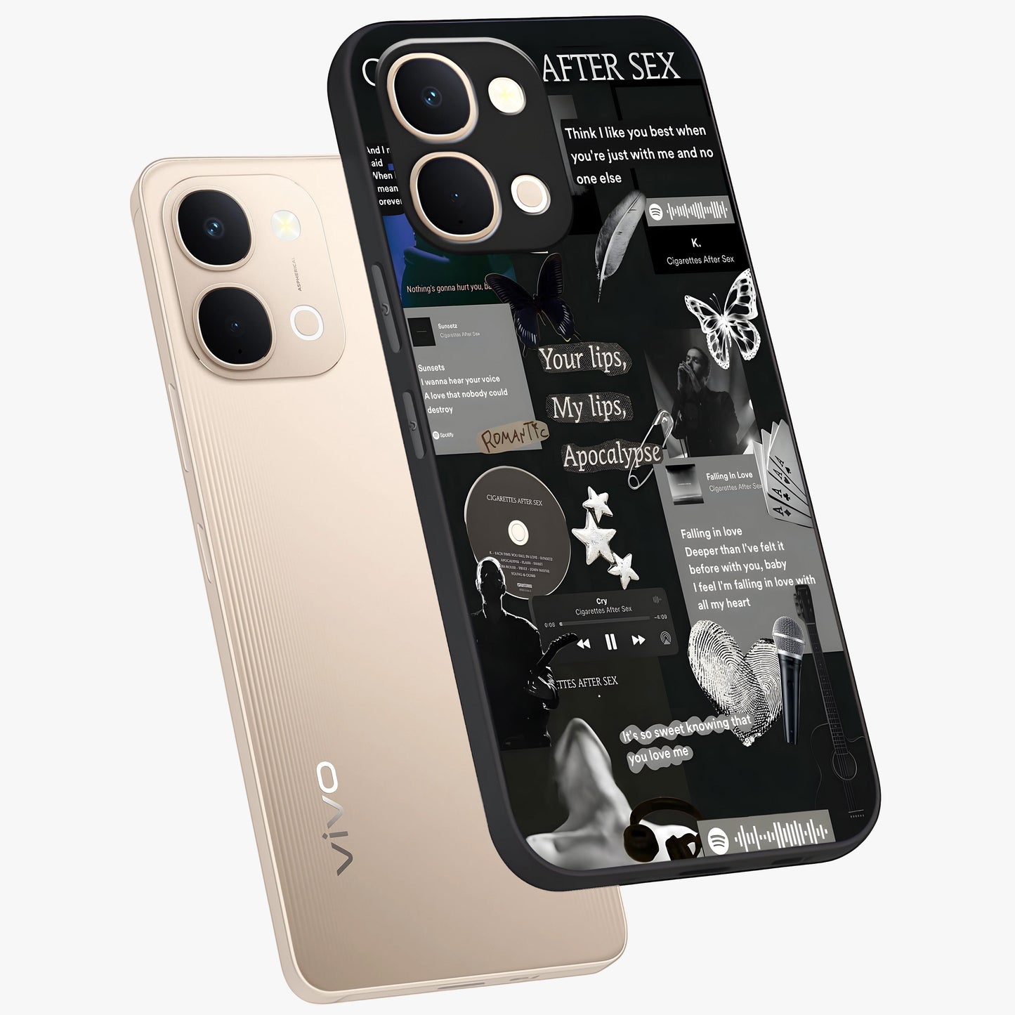 Midnight Love Echo Glass Case displayed in angled mockup highlighting elegant love inspired design with deep aesthetic style.