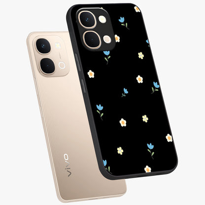 Minimal Petal Whispers Glass Case displayed in angled mockup highlighting delicate petal design with clean minimal aesthetic.