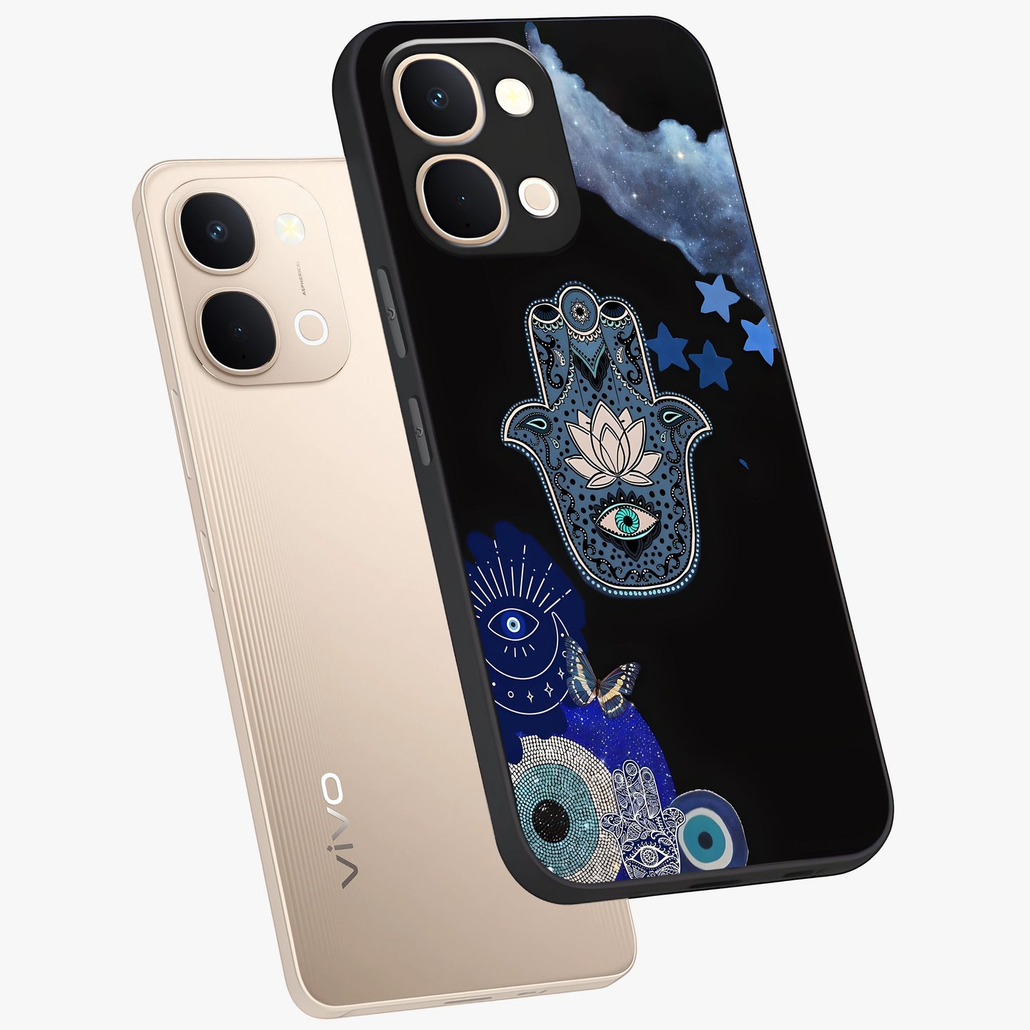 Mystic Hand Aura Glass Case displayed in angled mockup highlighting magical aura design with spiritual aesthetic style.