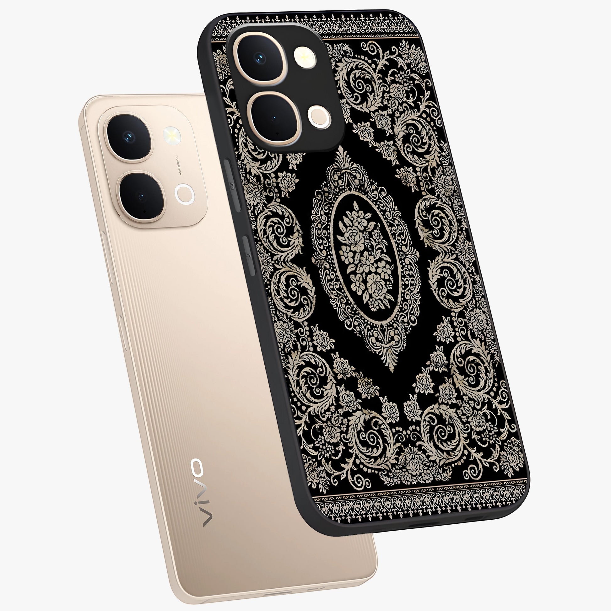 Noir Bloom Elegance Glass Case displayed in angled mockup highlighting refined flower design with stylish noir aesthetic.