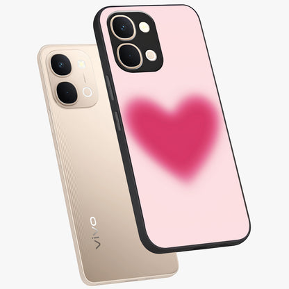 Pink Aura Heart Glass Case displayed in angled mockup highlighting vibrant pink heart design with dreamy aura aesthetic.