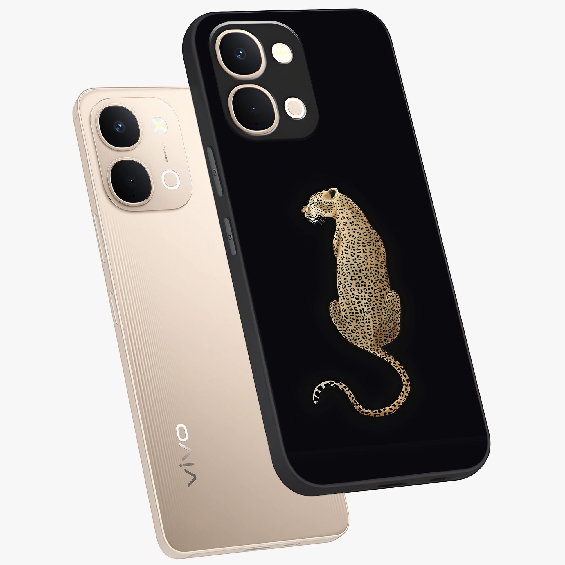 Regal Leopard Glass Case displayed in angled mockup highlighting powerful animal illustration with stylish wild aesthetic.