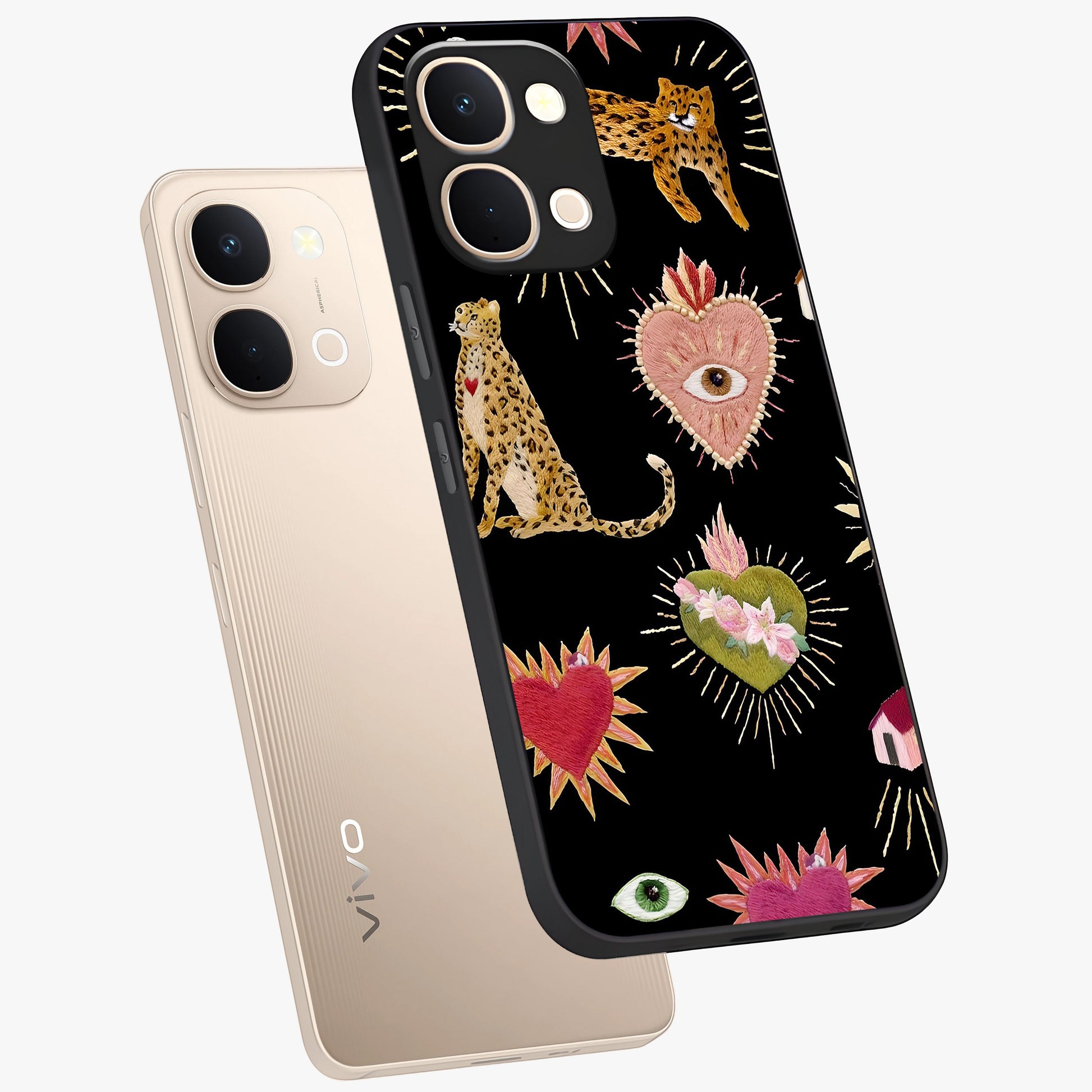Sacred Jungle Heart Glass Case displayed in angled mockup highlighting lush tropical design with natural aesthetic style.