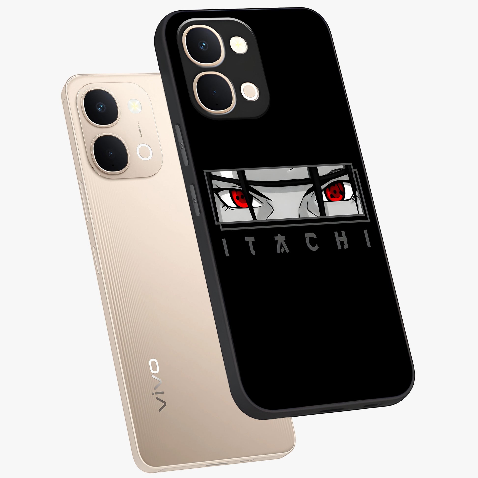 Scarlet Gaze Dominance Glass Case displayed in angled mockup highlighting intense visual design with bold scarlet aesthetic.