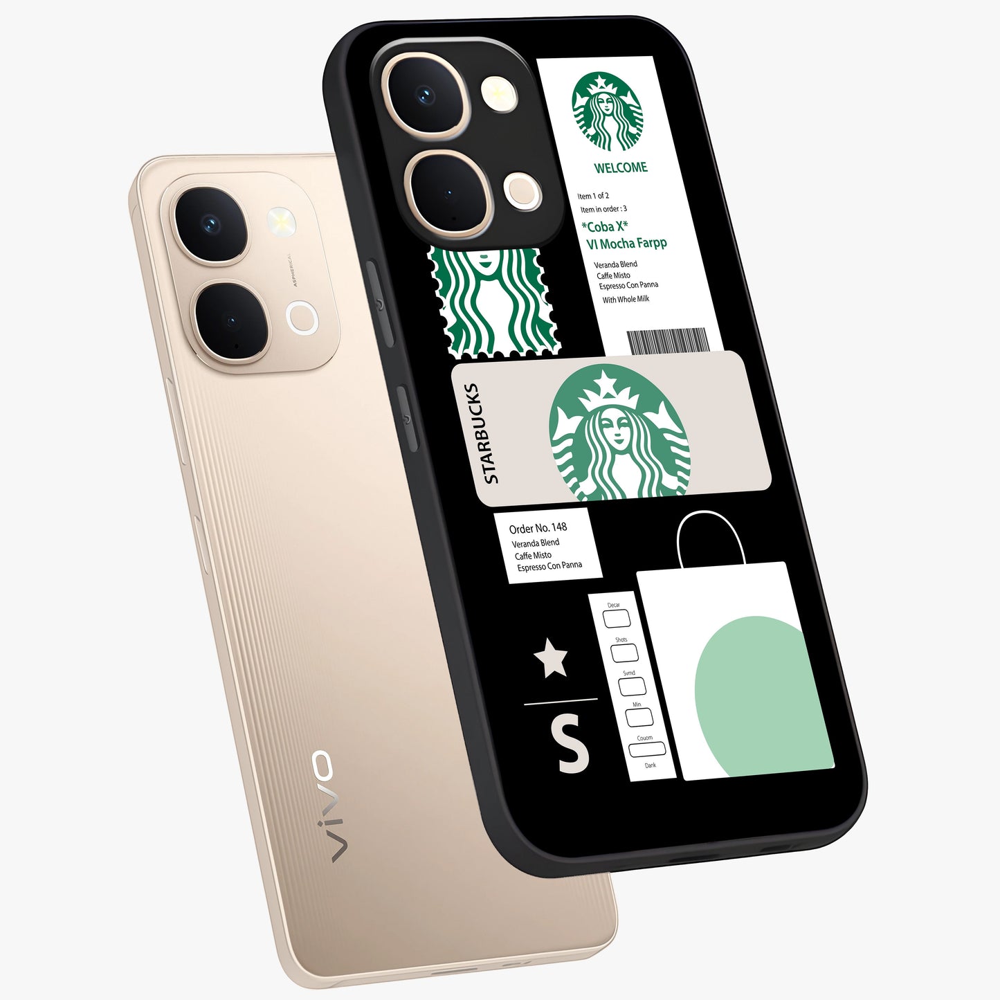 Starbucks Mocha Glass Case displayed in angled mockup highlighting stylish mocha themed design with cozy café aesthetic.
