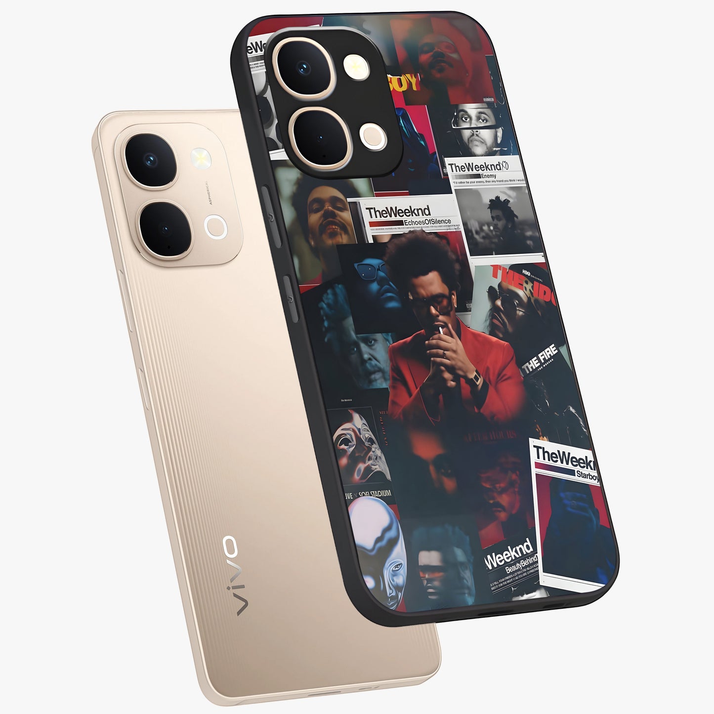 The Weeknd Glass Case displayed in angled mockup highlighting stylish pop culture inspired design with modern aesthetic.