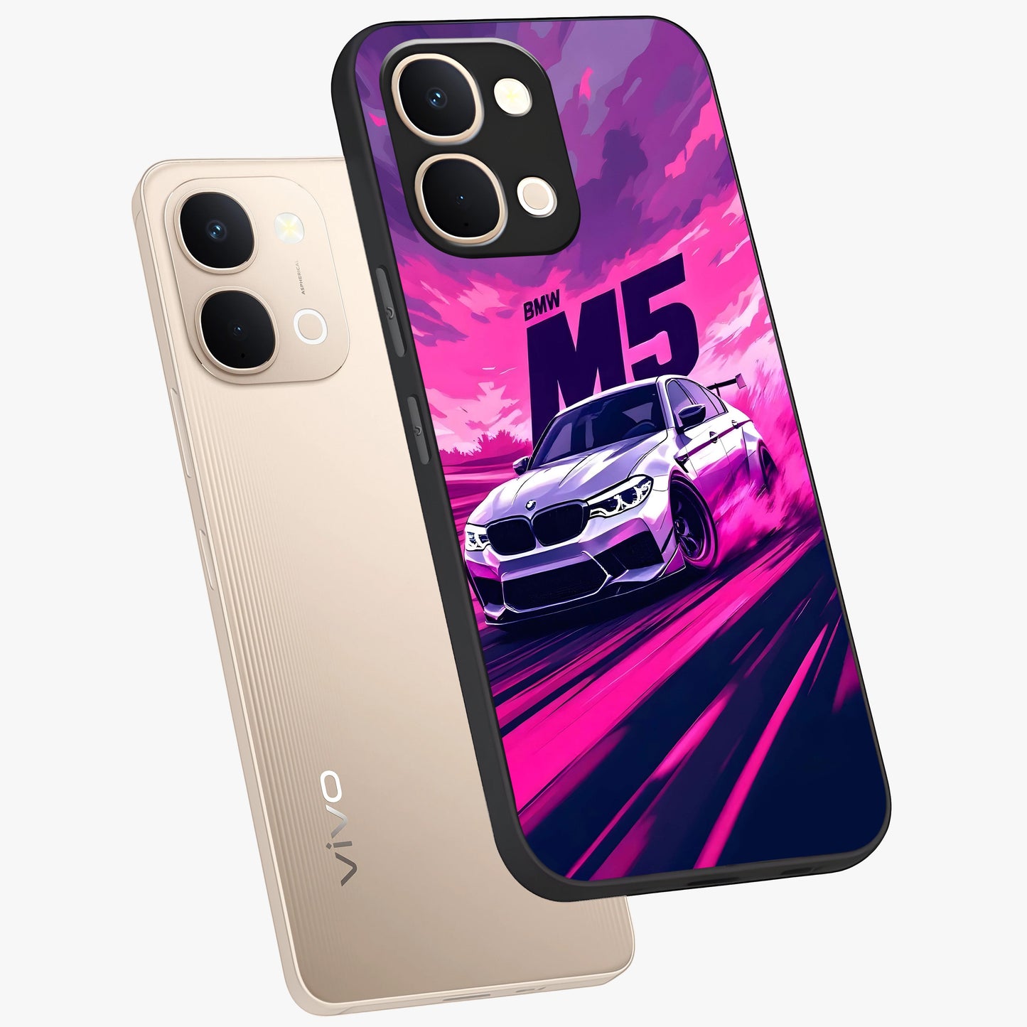 Velocity Drift Pulse Glass Case displayed in angled mockup highlighting dynamic drift design with sporty automotive aesthetic.