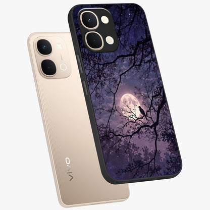 Whispering Moon Silence Glass Case displayed in angled mockup highlighting calm lunar design with dreamy night aesthetic.