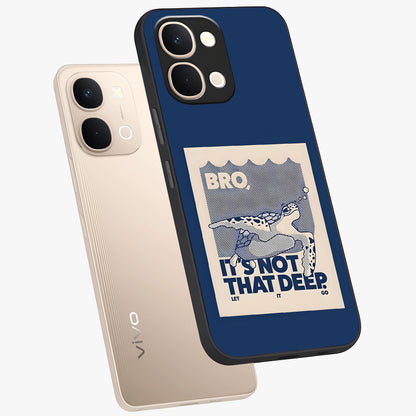 Worry Less Swim Glass Case displayed in angled mockup highlighting fun typography design with relaxed aesthetic style.