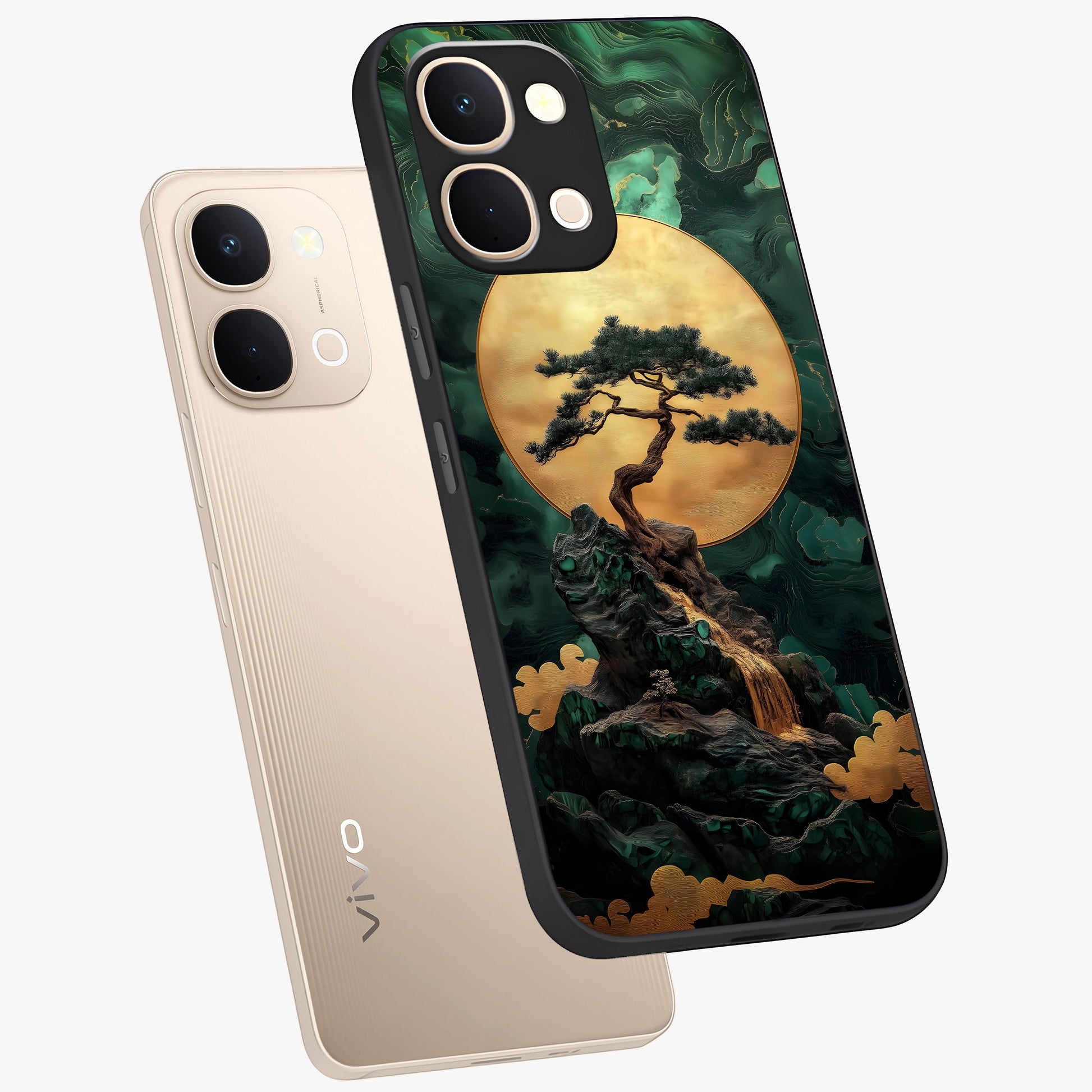 Zen Moon Rise Glass Case displayed in angled mockup highlighting peaceful lunar design with zen aesthetic style.