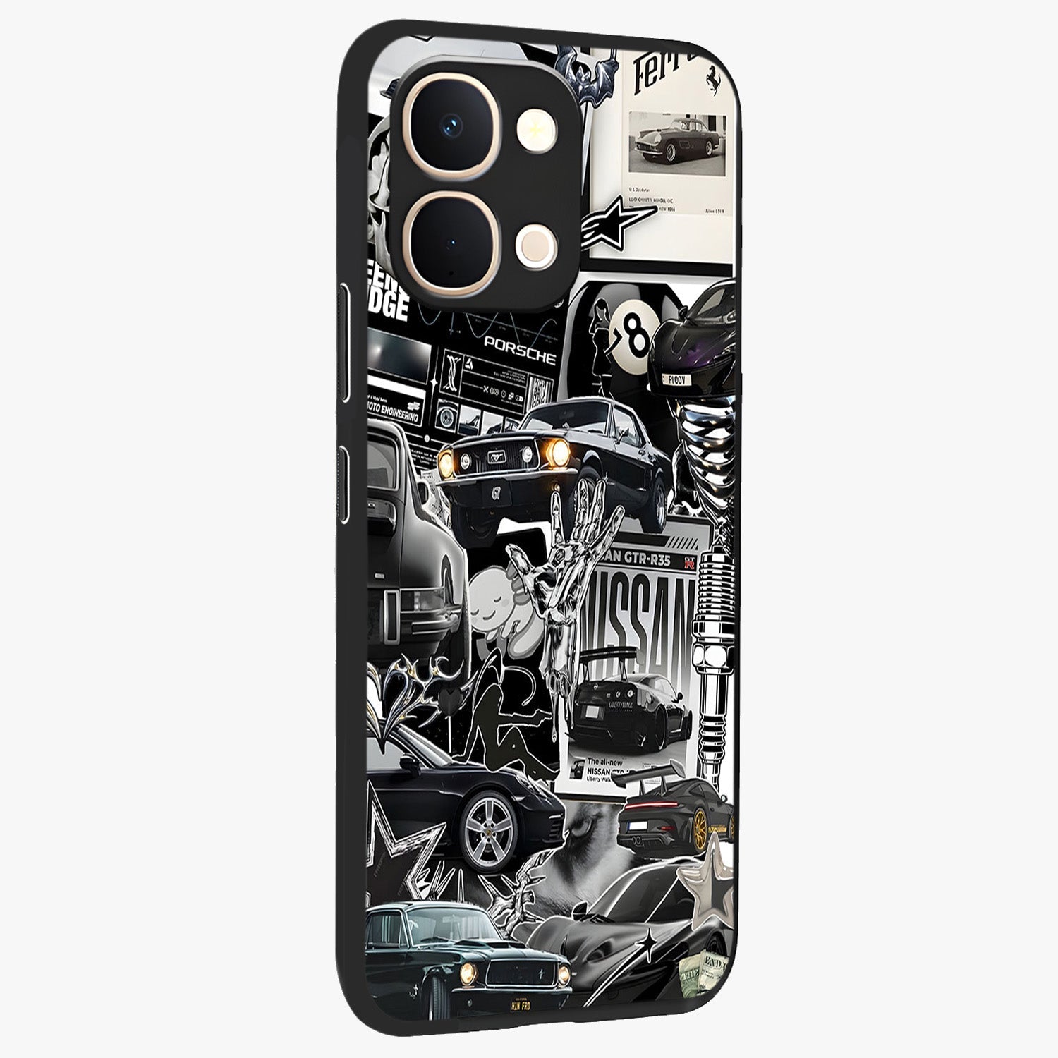 Aesthetic Dark Love Glass Case upright view showcasing dramatic romantic artwork with modern aesthetic style.