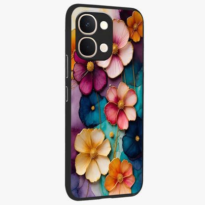 Artlyn Grace Flower Pattern Glass Case upright view showcasing graceful floral artwork with aesthetic botanical style.