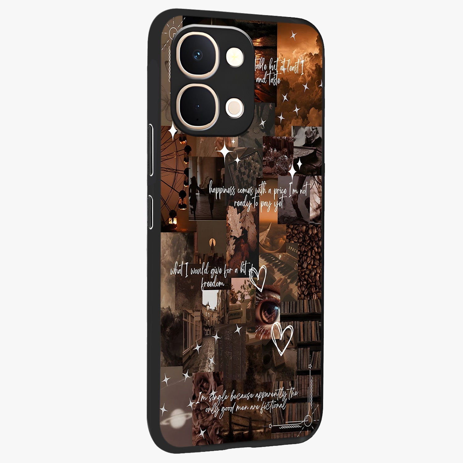Bittersweet Aesthetic Chaos Glass Case upright view showcasing bold artistic chaos design with modern aesthetic style.