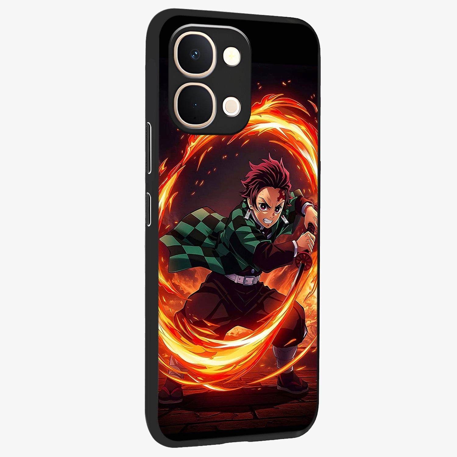 Blazing Sword Resolve Glass Case upright view showcasing dramatic warrior inspired artwork with intense visual style.