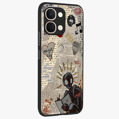 City Dream Sketch Glass Case upright view showcasing urban skyline artwork with stylish hand drawn design.