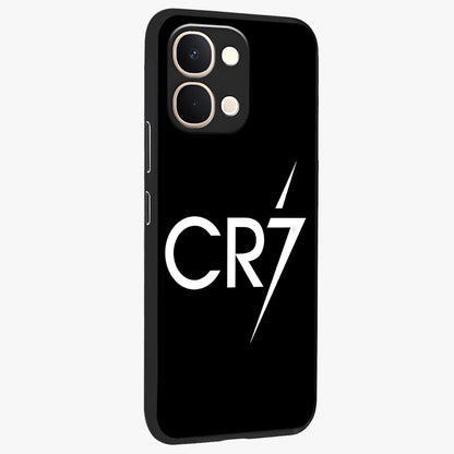 Cr7 Elite Strike Glass Case upright view showcasing energetic football inspired design with modern sports aesthetic.